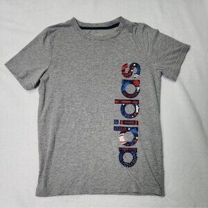 Adidas T-Shirt Youth Medium Graphic Print Logo Gray